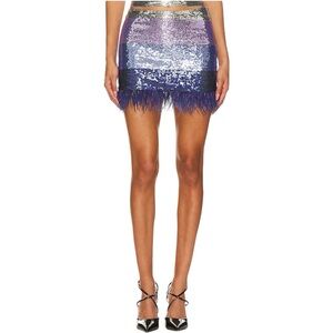 Lovers and Friends Sirena Skirt in Purple Multi Sequin size Medium Mini Feathers